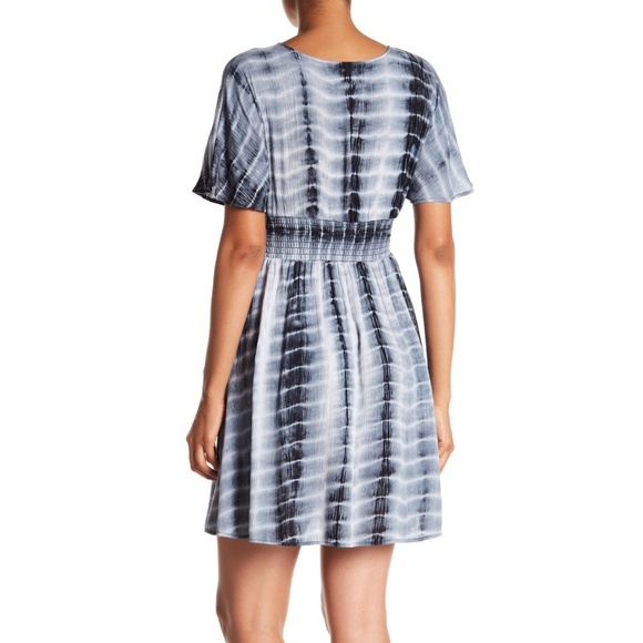 S.H.E. Swim Cover Up Plunge Crinkle Tie Dye Dress - Picture 2 of 8